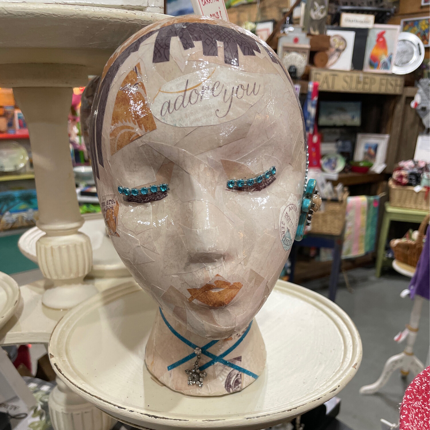 Decoupage Mannequin Head By Rebecca Monokil