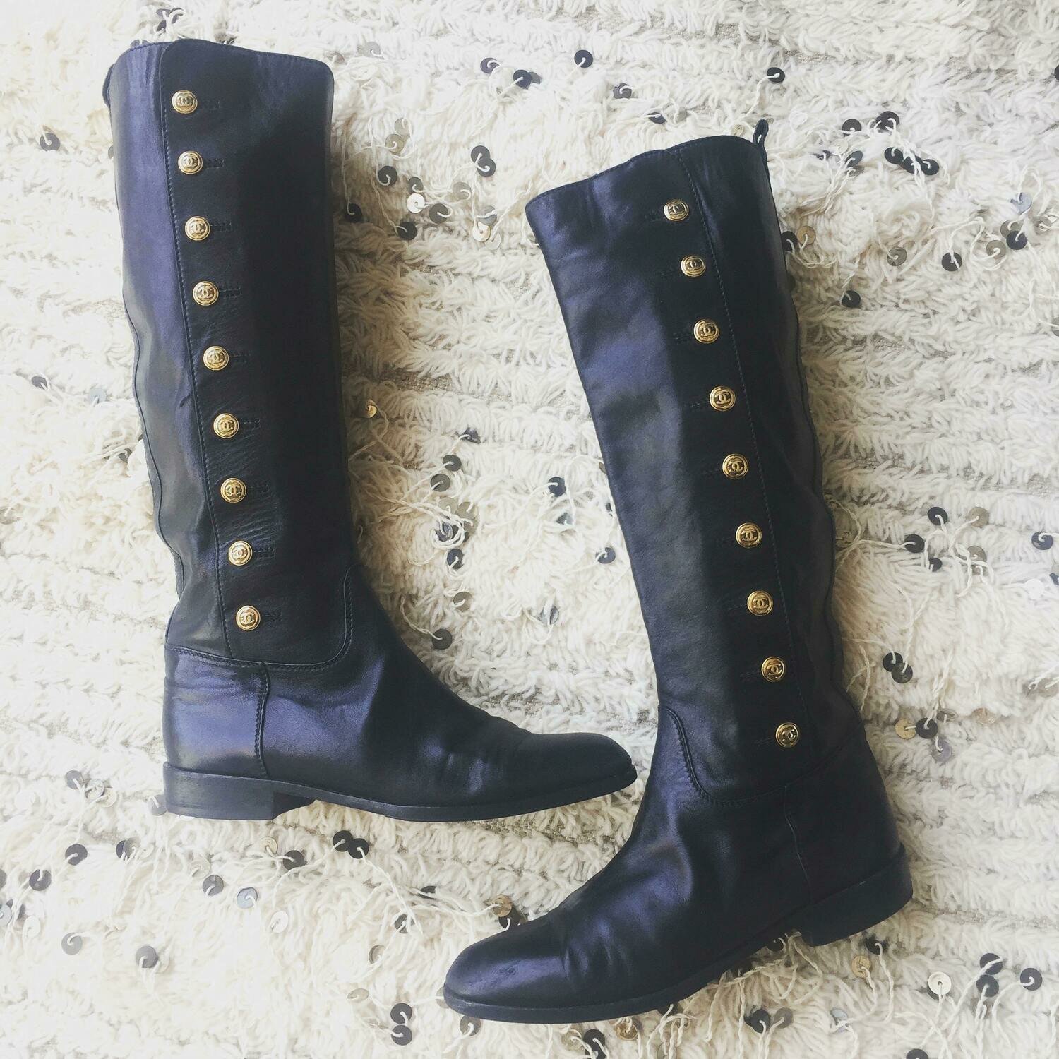 gray chanel boots 38