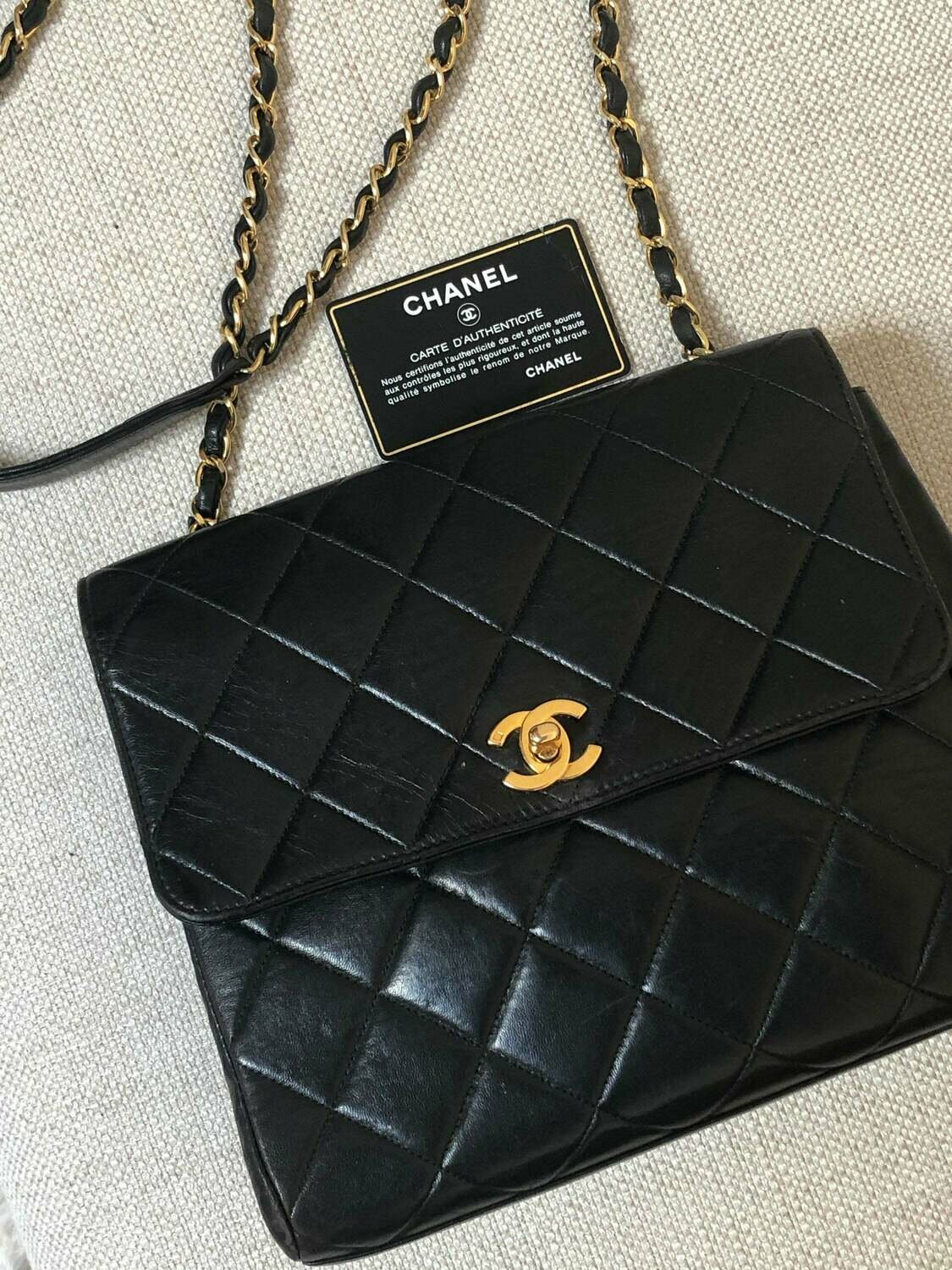 chanel small black leather purse vintage