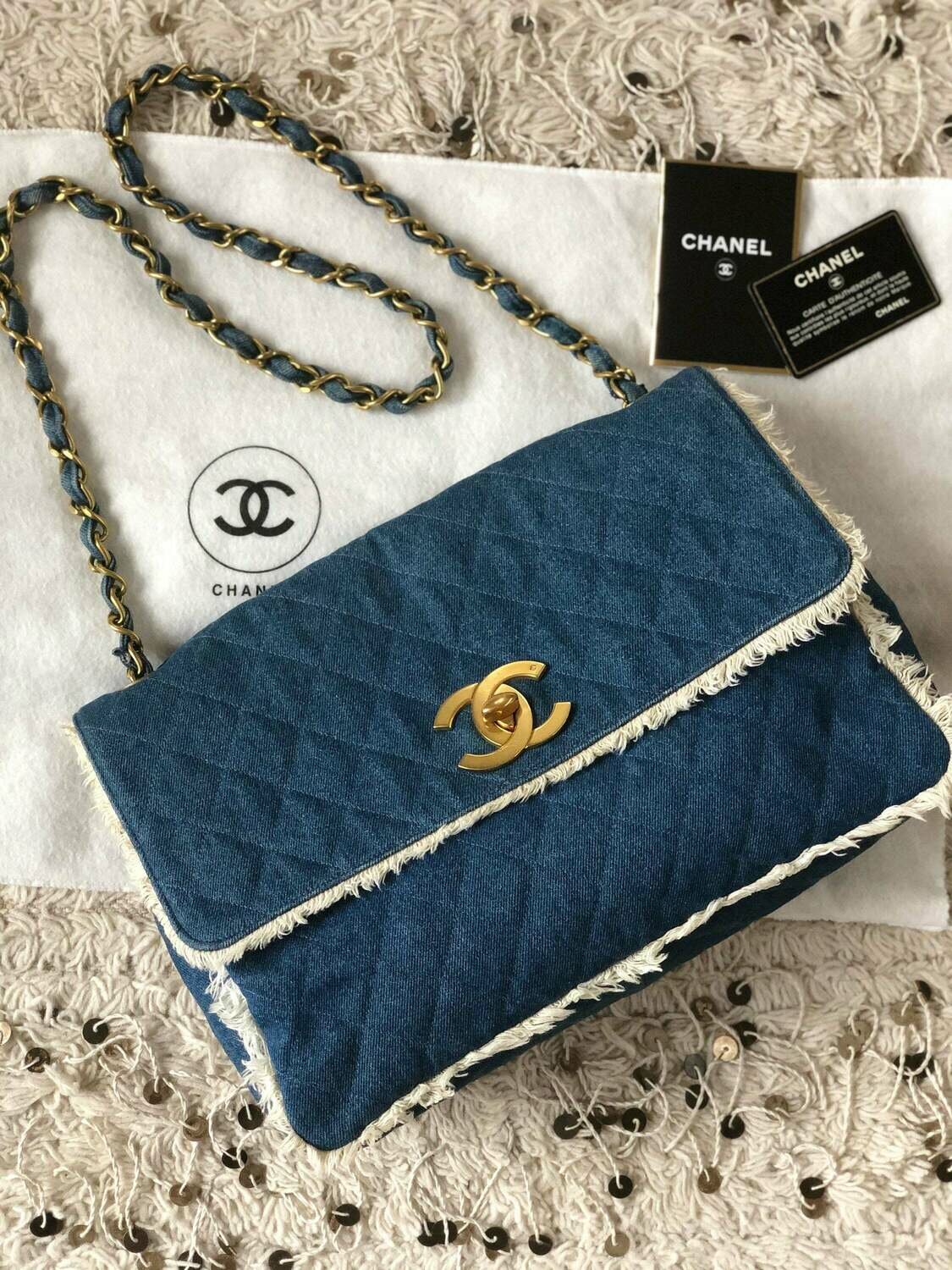 Chanel Vintage Blue Denim CC Tote Bag Tortoiseshell Bakelite Hardware 1997  Available For Immediate Sale At Sothebys