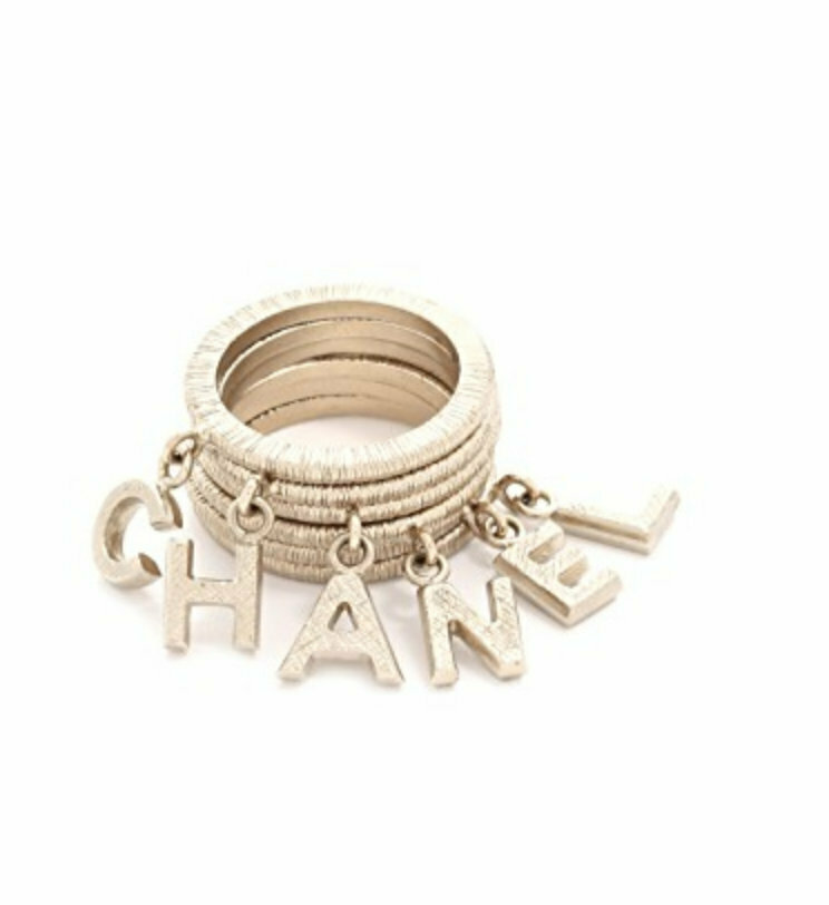 Vintage CHANEL Letters Stackable Set of 6 Gold Silver Ring France Cocktail  Rings Fashion Jewelry Sz 6.5