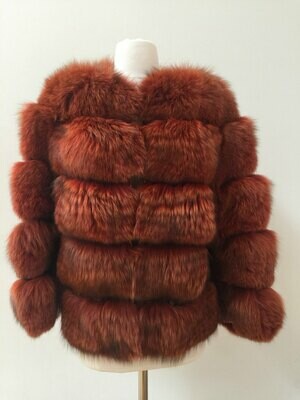 Vintage Red Orange FOX FUR Coat Jacket - MINT Gorgeous!!! S M L