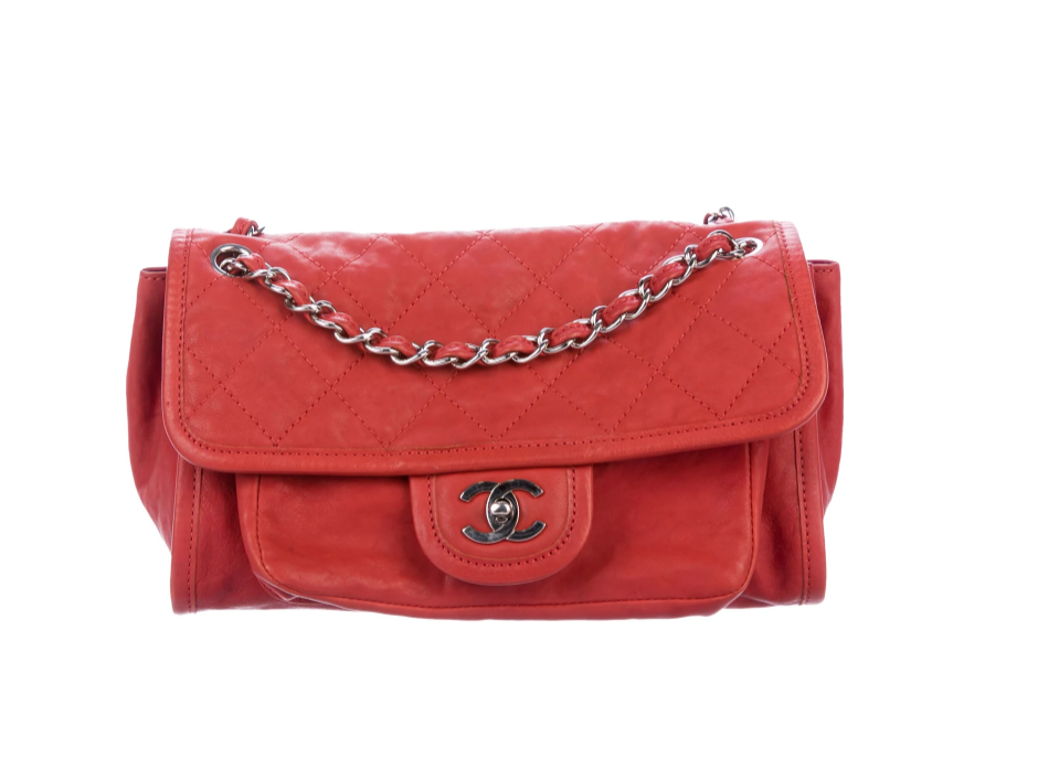 CHANEL CC MEDIUM FLAP RED QUILTED LEATHER SHOULDER CROSSBODY BAG