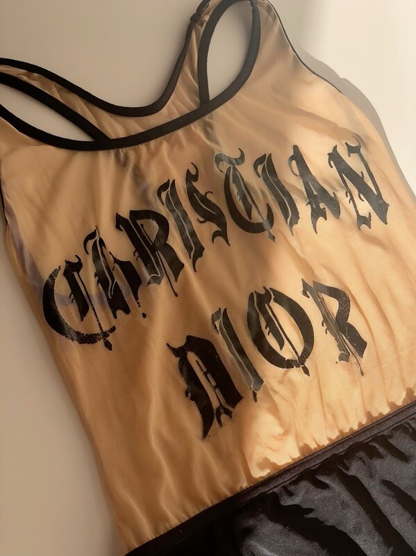 VINTAGE CHRISTIAN DIOR GOTHIC MESH BODYSUIT ONE PIECE FR 42