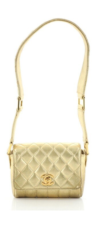 CHANEL VINTAGE CC GOLD MINI CAMERA FLAP SHOULDER BAG