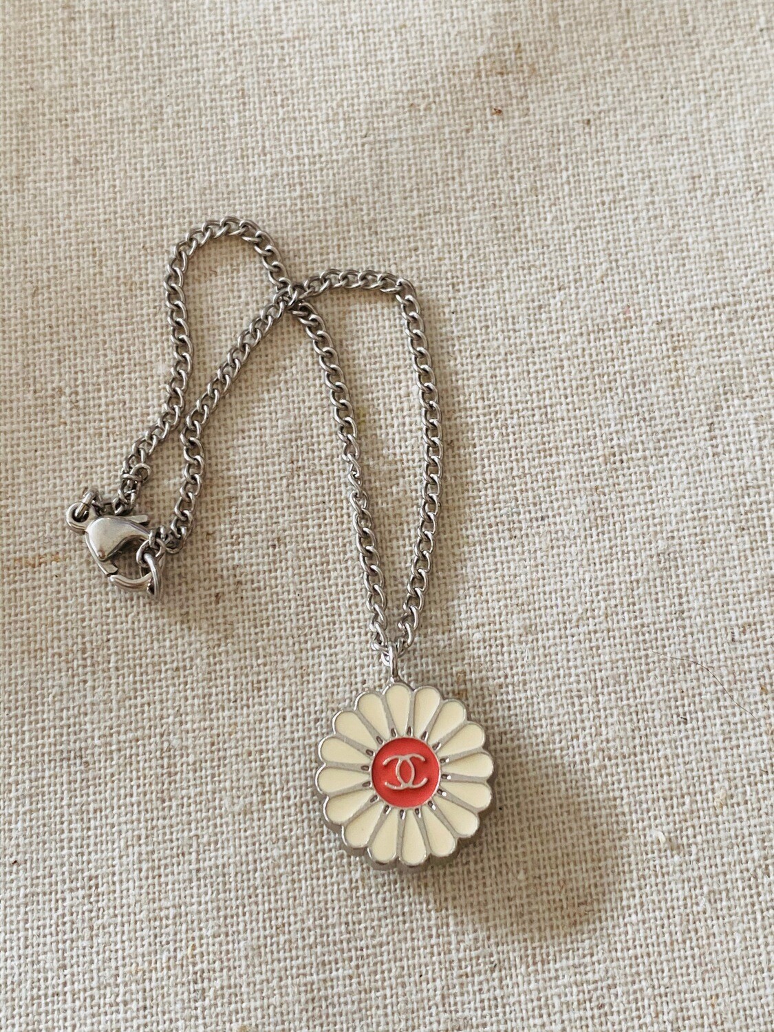 CHANEL CC LOGO DAISY FLOWER CHARM BRACELET