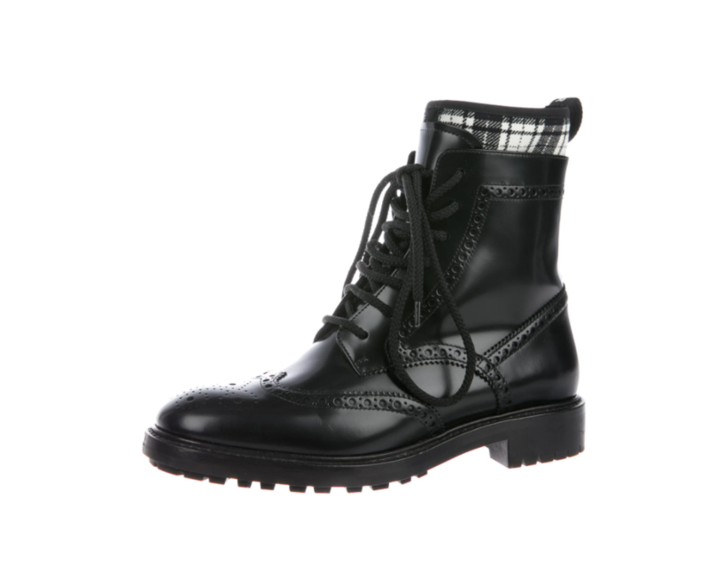 CHRISTIAN DIOR D MAJOR BLACK LEATHER COMBAT BOOTS IT 37 / US 6.5 - 7