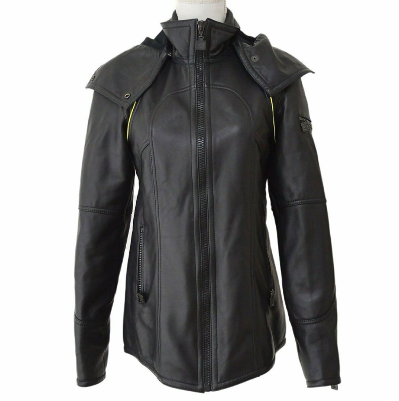 CHANEL CC MONOGRAM LOGO BLACK LEATHER BIKER MOTORCYCLE SKI SPORT JACKET - IT 42 / US 8