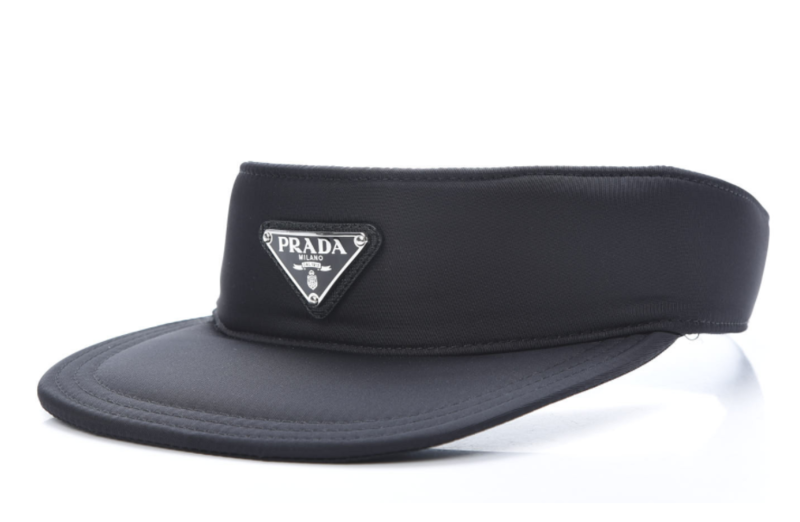 PRADA BLACK NYLON TRIANGLE LOGO VISOR