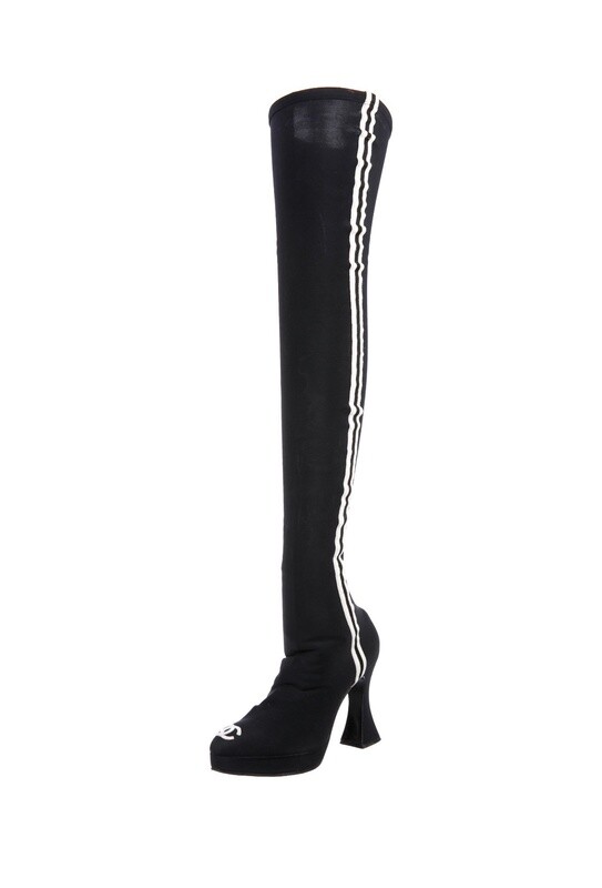 RARE VINTAGE CHANEL RUNWAY CC OTK OVER THE KNEE 90&#39;S BOOTS IT 37.5