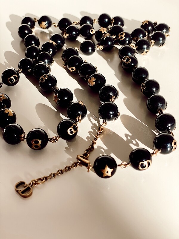 CHRISTIAN DIOR CD ICON LOGOS BEAD LONG NECKLACE