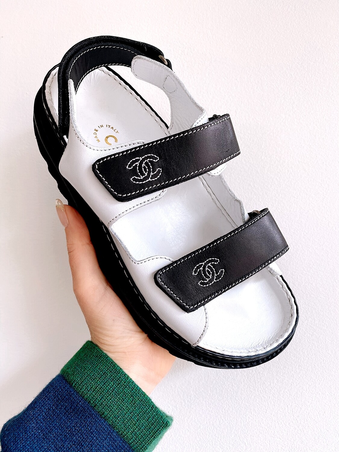 chanel mules white