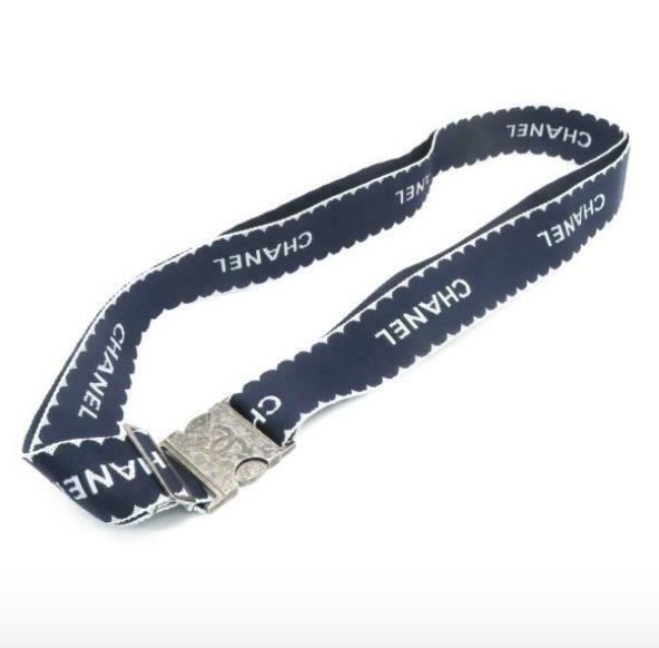 CHANEL VINTAGE LETTER LOGO PRINT FABRIC BELT