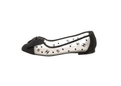 CHANEL CC NO 5 ICON LOGO SHEER MESH BALLET FLATS WITH BOW DETAIL IT 38.5