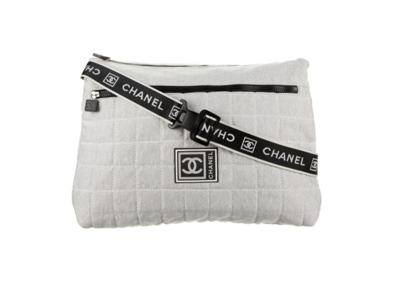 CHANEL VINTAGE CC LOGO WEBBING STRAP SPORT MESSENGER BAG