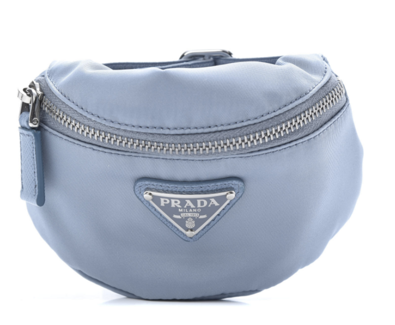 PRADA BLUE NYLON MINI WRIST POUCH BAG WITH BOX