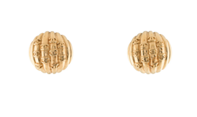 CHANEL VINTAGE CC LARGE GOLD CLIP ON EARRINGS