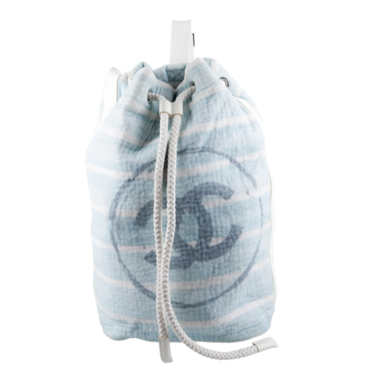 CHANEL LARGE CC TERRY CLOTH BACKPACK TOTE BEACH BAG