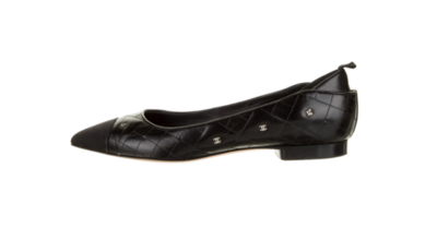 CHANEL CC CHARM QUILTED LEATHER FLATS IT 39.5