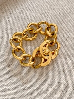 CHANEL CC TURNLOCK GOLD THICK CHAIN BRACELET