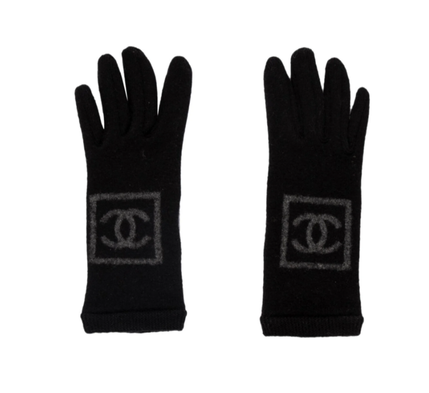 CHANEL VINTAGE CC LOGO WOOL SPORT WINTER GLOVES
