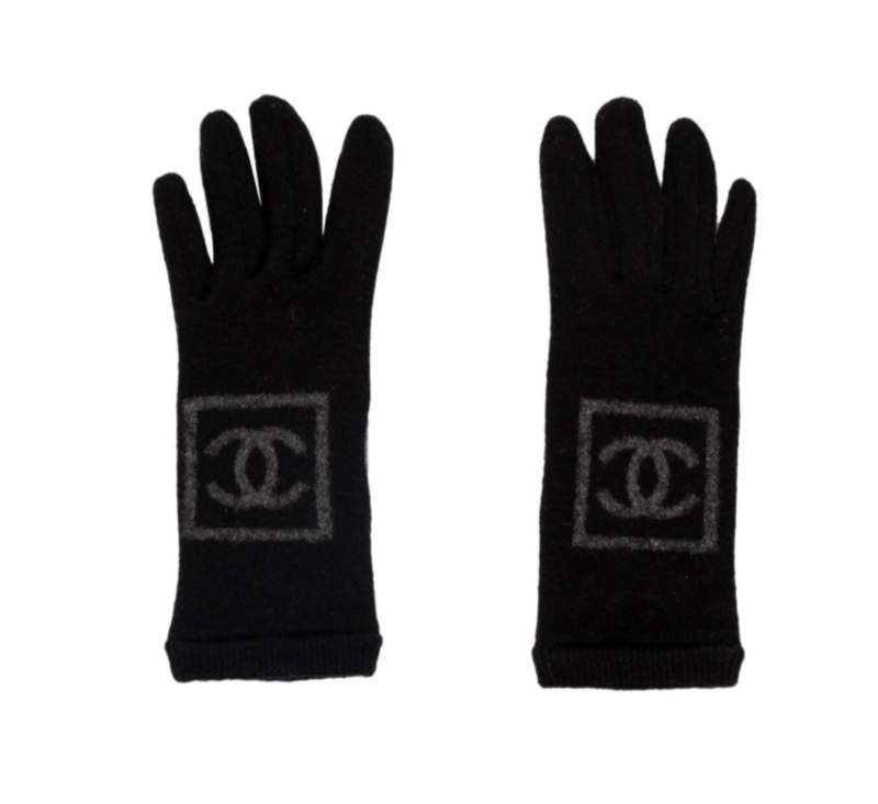 CHANEL VINTAGE CC LOGO WOOL SPORT WINTER GLOVES