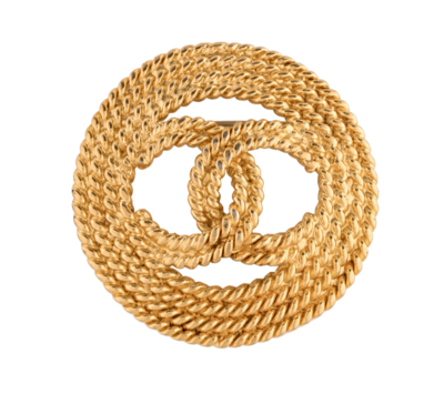 CHANEL VINTAGE CC GOLD ROPE LARGE BROOCH PIN