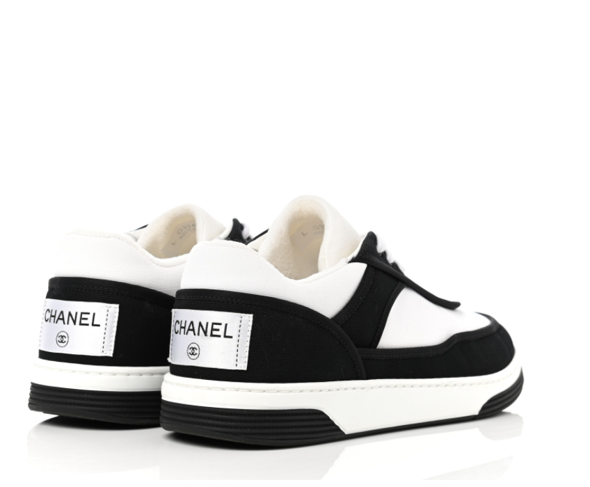 CHANEL LOGO LABEL BLACK WHITE SNEAKERS IT 39
