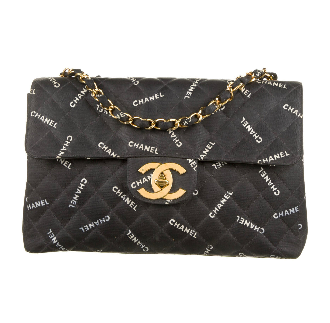 CHANEL VINTAGE JUMBO MAXI LETTER LOGO CC FLAP