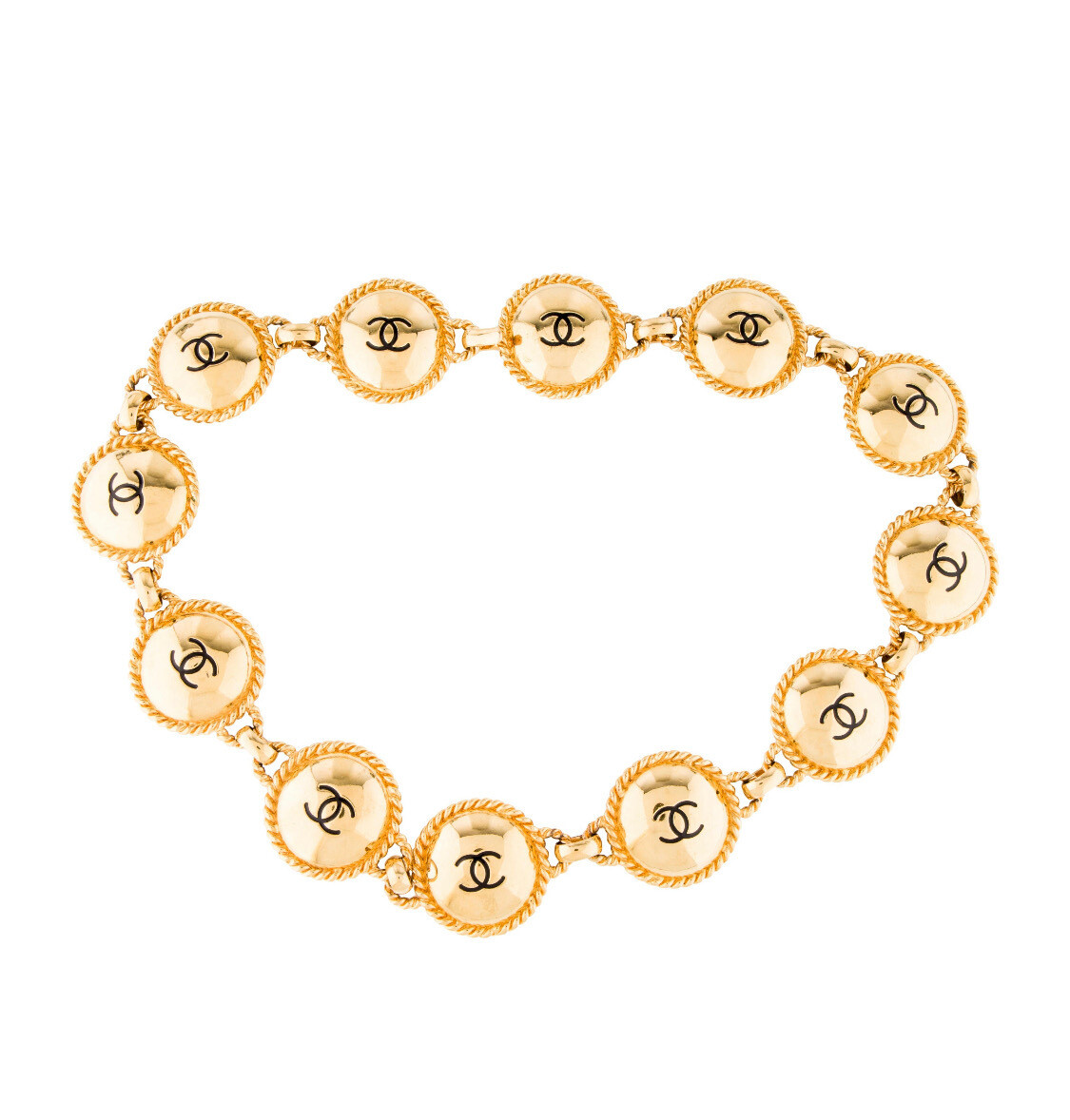 CHANEL VINTAGE CC LOGO DISC CHAIN BELT NECKLACE