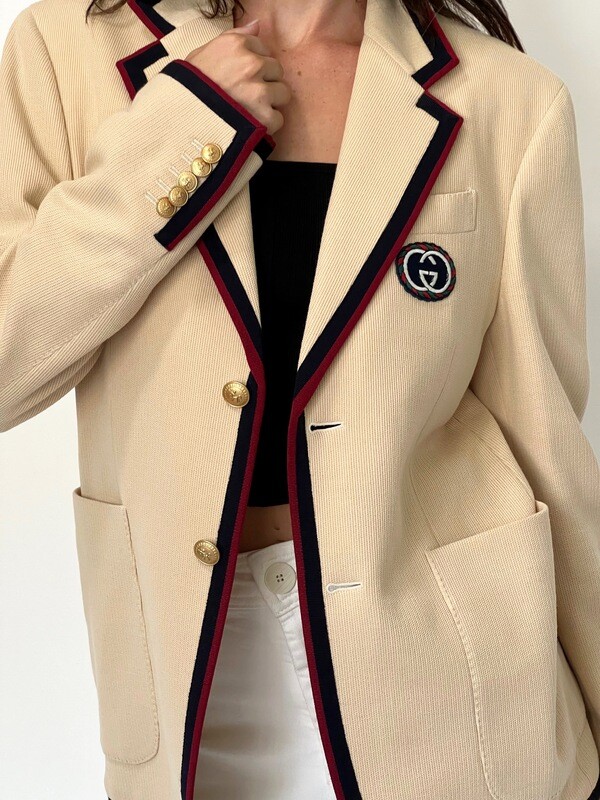 GUCCI GG LOGO KNIT BLAZER JACKET IT 44 US 8
