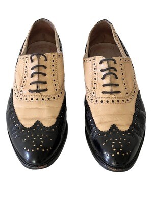 CHANEL VINTAGE CC SPECTATOR OXFORDS LOAFER LACE UP SHOES IT 40