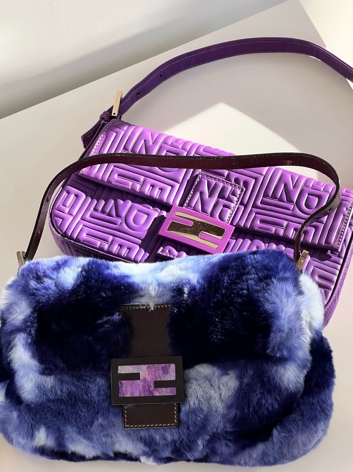 Baguette leather handbag Fendi Purple in Leather - 34422017