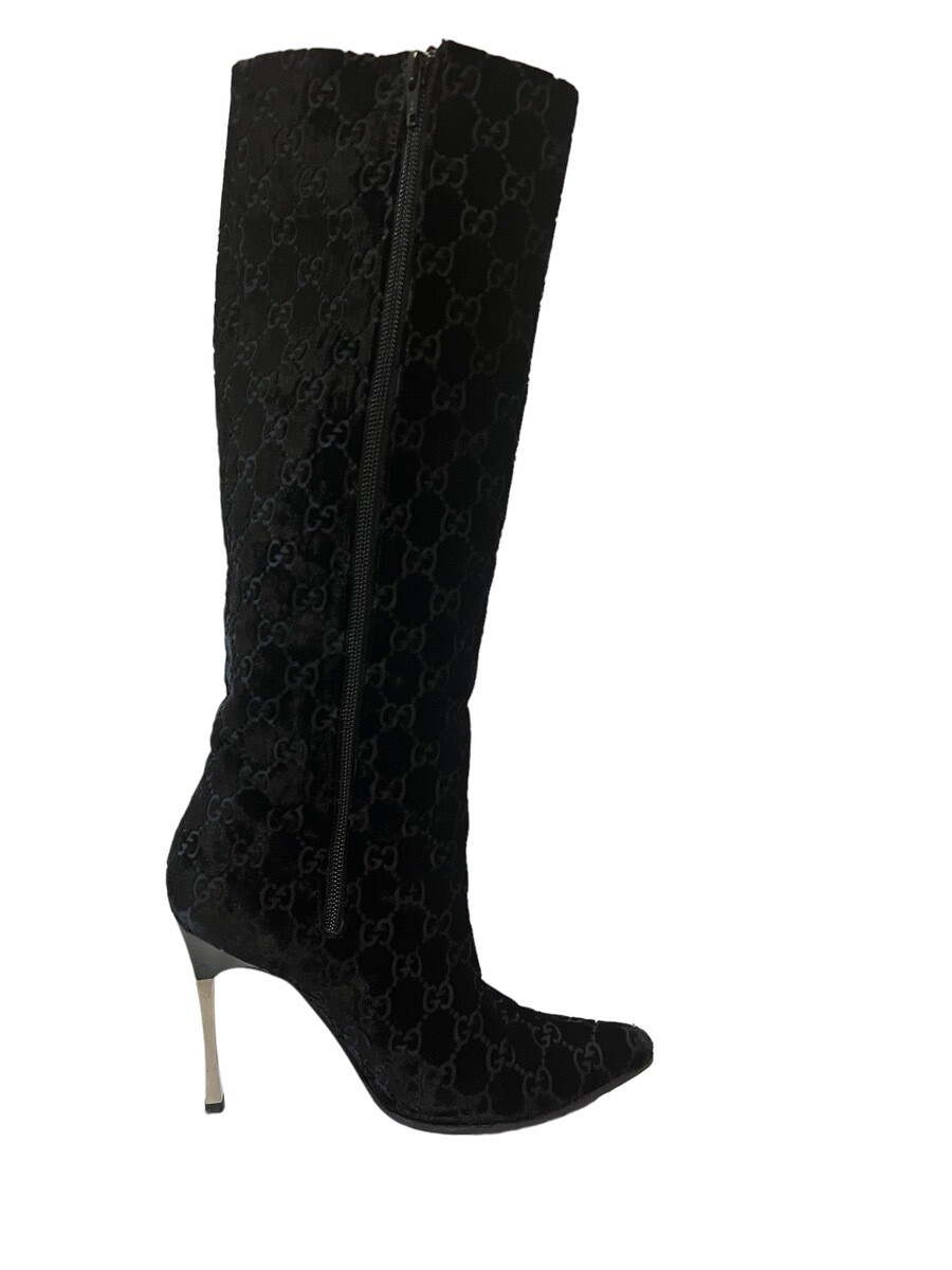 GUCCI VINTAGE TOM FORD ERA GG MONOGRAM VELVET OTK TALL BOOTS US 7