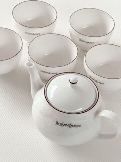 VINTAGE YVES SAINT LAURENT YSL 6 PIECE PORCELAIN TEA SET