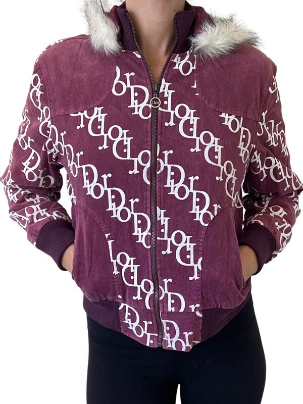 CHRISTIAN DIOR MONOGRAM LOGO PUFFER JACKET WITH HOOD