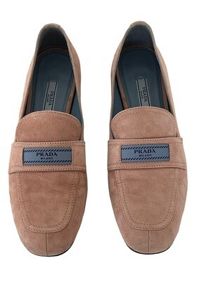 PRADA PINK SUEDE LEATHER BLUE LABEL LOAFERS IT 38.5 / US 8