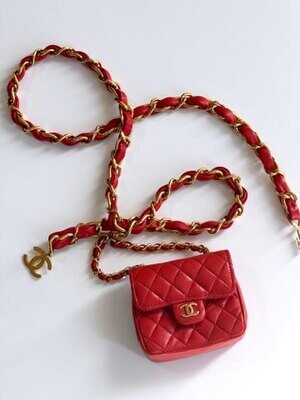 Chanel Micro Mini Red Quilted Patent Leather Jewelry Box Crossbody