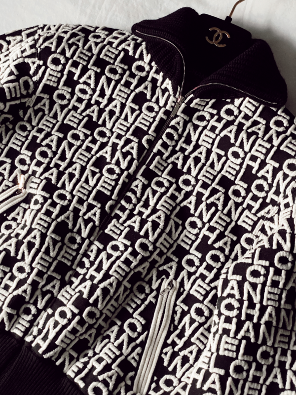 CHANEL LETTER MONOGRAM KNIT JACKET 2019 COLLECTION FR 46