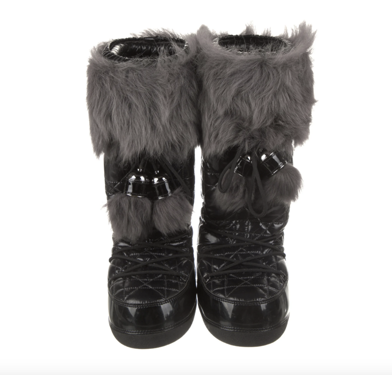 CHRISTIAN DIOR BLACK / GREY SNOW MOON BOOTS
