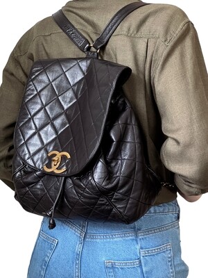 CHANEL CC TURNLOCK BLACK QUILTED LEATHER CLASSIC FLAP BACKPACK