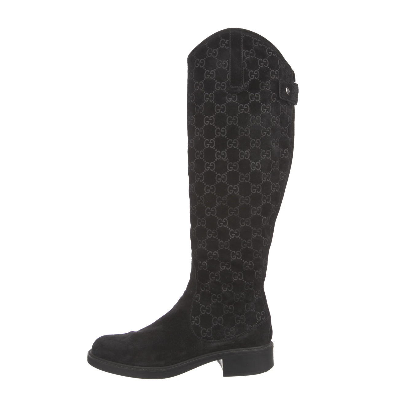 GUCCI GG BLACK SUEDE LEATHER TALL RIDING BOOTS IT 38