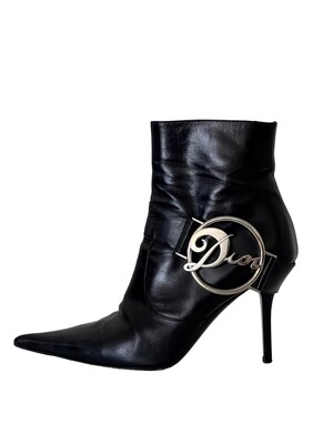 Christian Dior スウェード ブラック ロングブーツ 37 CDロゴ D-Road Thigh Boot Black Grained Calfskin | DIOR