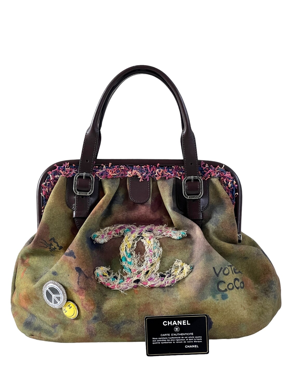 CHANEL CC GRAFFITI ON THE PAVEMENTS TOP HANDLE FRAMED SATCHEL BAG