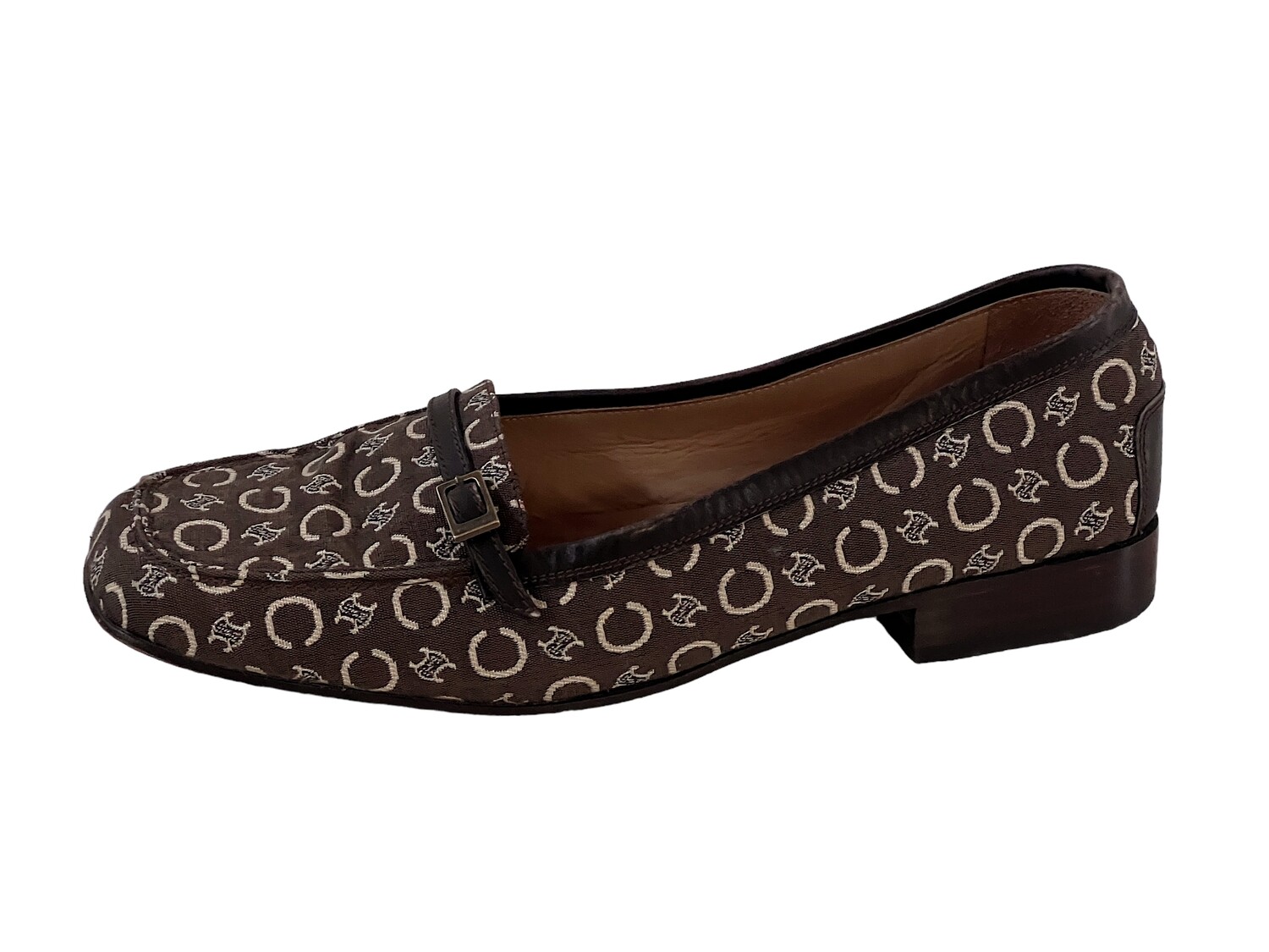 CELINE PARIS MONOGRAM JACQUARD / LEATHER LOAFERS IT 39