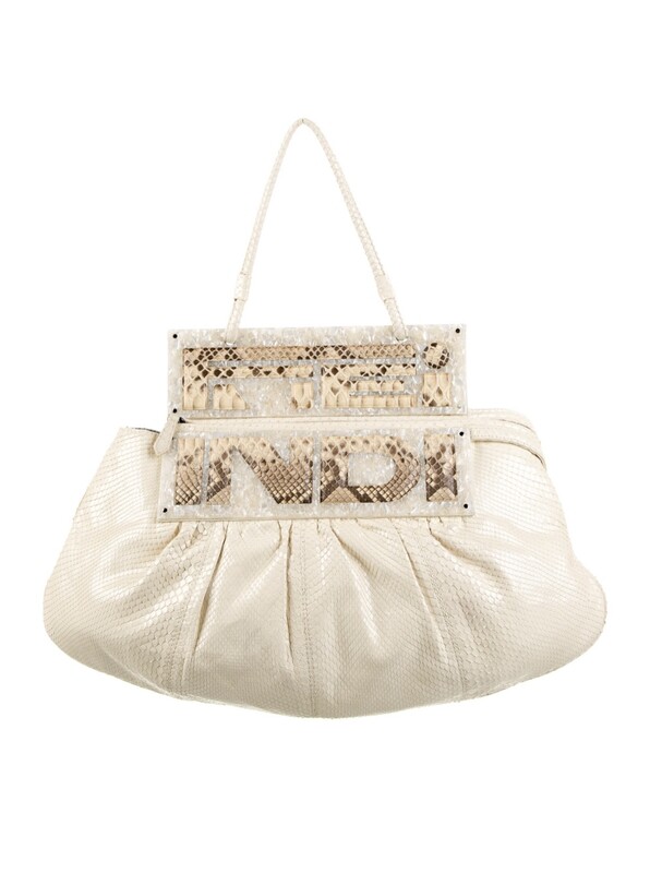 FENDI VINTAGE PYTHON 2 WAY CLUTCH SHOULDER BAG