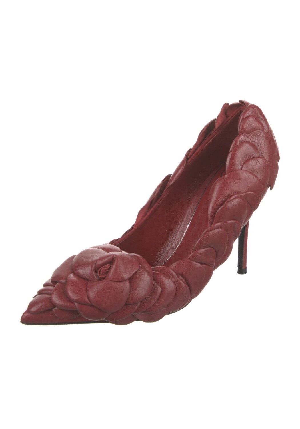 VALENTINO RED LEATHER FLORAL PUMPS HEELS IT 39