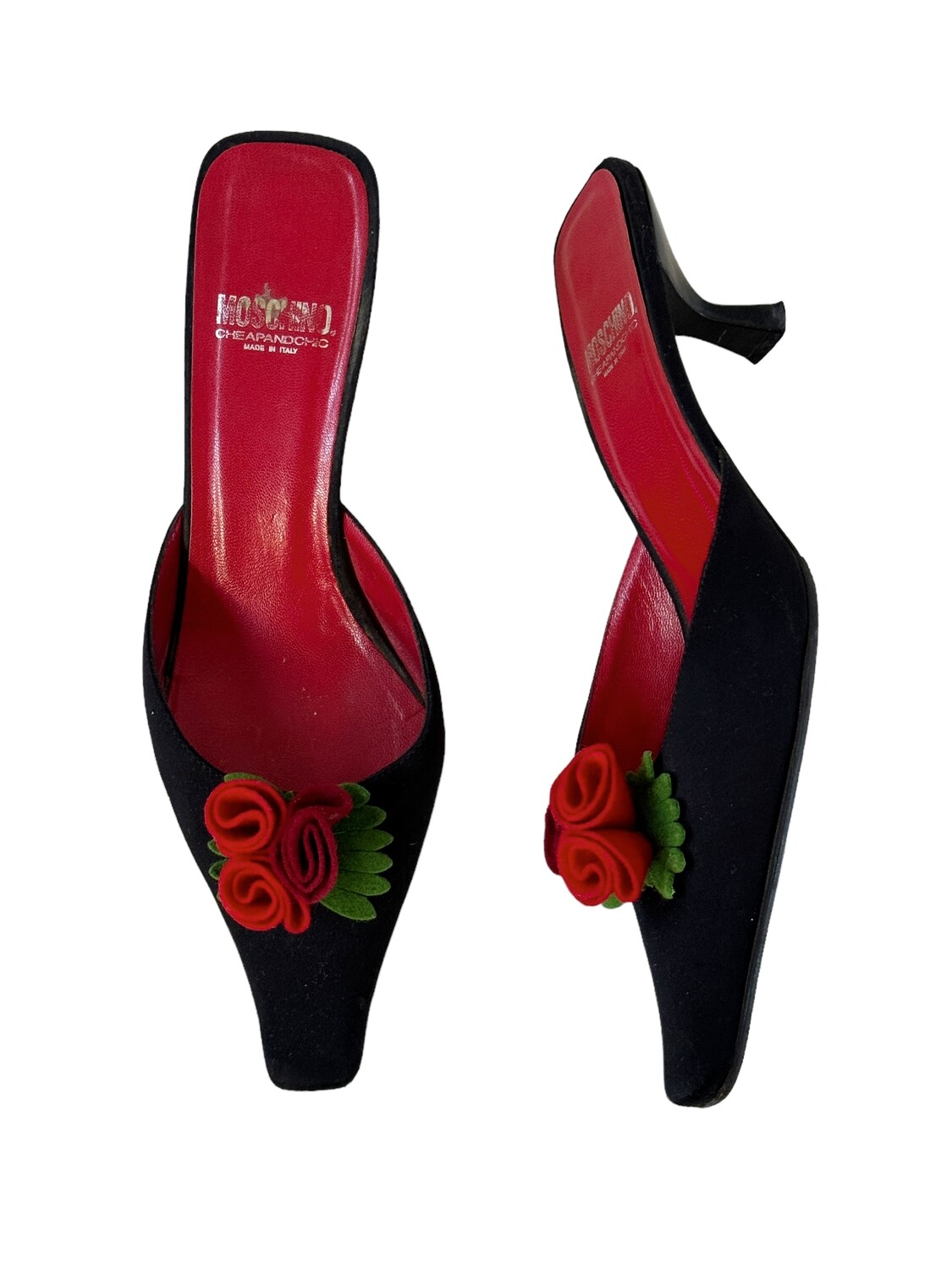 MOSCHINO VINTAGE WOOL FLOWER FLORAL MULES / IT 39