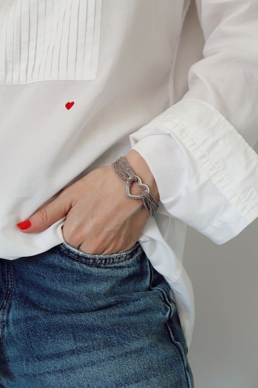 TIFFANY AND CO. STERLING SILVER MULTI CHAIN HEART BRACELET