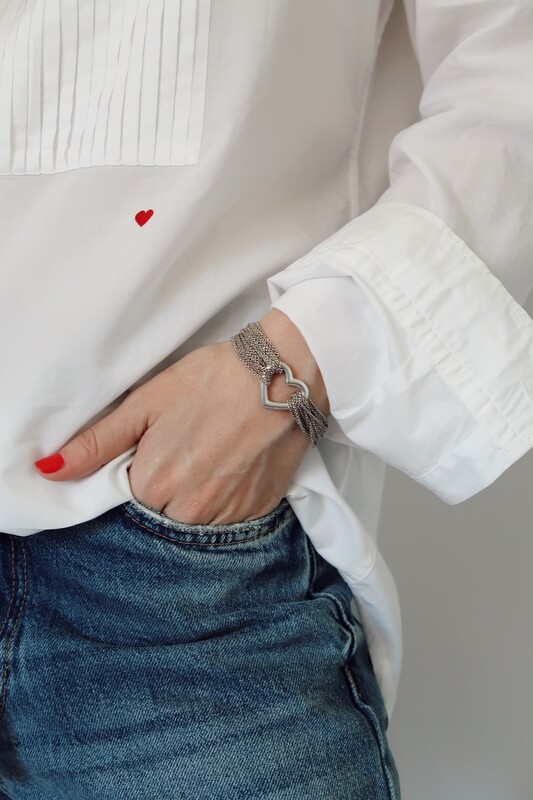 TIFFANY AND CO. STERLING SILVER MULTI CHAIN HEART BRACELET